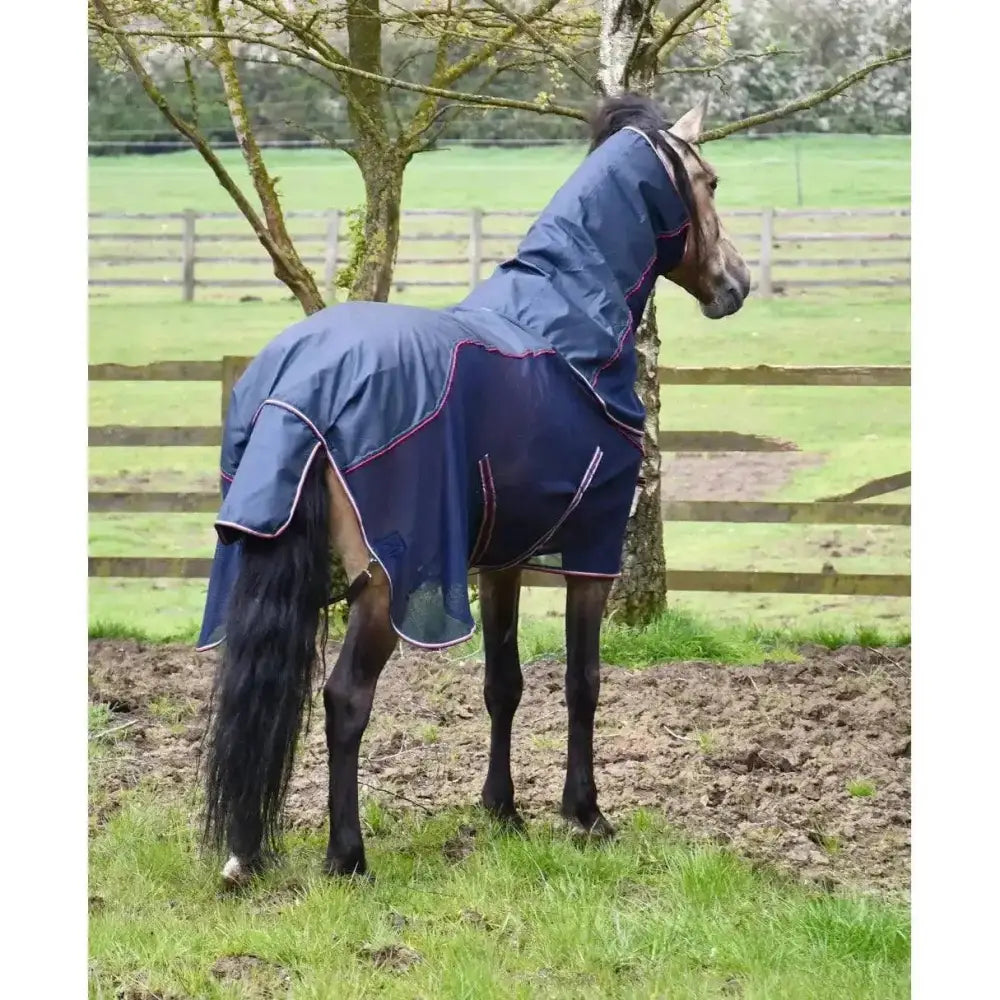 Rhinegold Mombasa Waterproof Topline Fly Rug With Neck Cover Grey 4'6" Waterproof Fly Rugs Barnstaple Equestrian Supplies