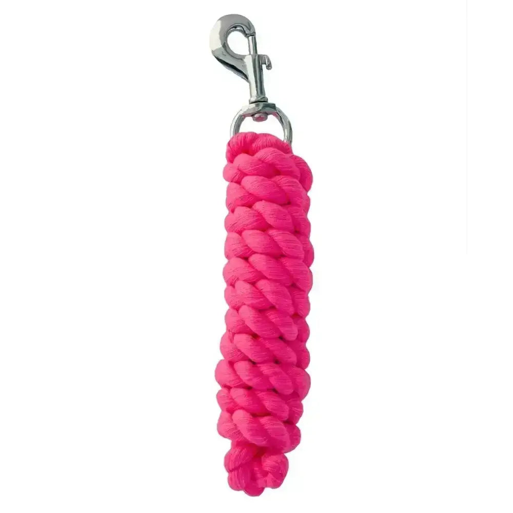 Bright pink braided rhinegold neon lead rope with a silver metal clip in bright neon colours