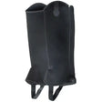Black leather rhinegold neoprene gaiters with zipper closure and elasticated stretch panel for horse leg protection