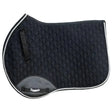 Black Rhinegold performance saddle cloth with textured diamond pattern white piping classic close-contact cut