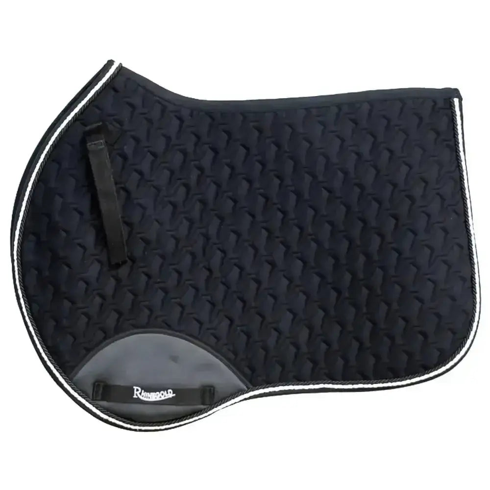 Black Rhinegold performance saddle cloth with textured diamond pattern white piping classic close-contact cut