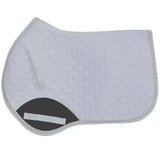 White quilted horse saddle pad with black reinforced patch and stitching in classic close-contact cut rhinegold performance saddle