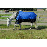 Blue and black rhinegold phoenix outdoor horse blanket with sleek durable design and easily adjustable neckline
