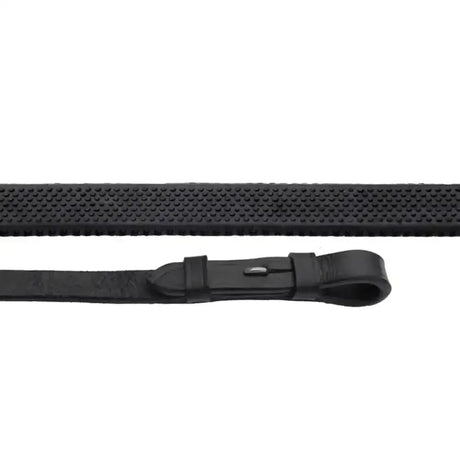 Black rhineland pimple grip reins with textured pimple grip and sleek metal buckle for a secure hold