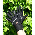 Black rhinegold polartec winter reflective riding glove with white grip dots and red logo patch for outdoor use