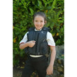 Black rhinegold prestige zip childs body protector with reflective stripes and white logo shoulder protector standard