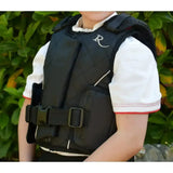 Black rhinegold prestige zip childs body protector vest with white logo and adjustable straps for shoulder protector standard