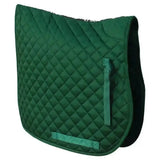Deep green rhinegold quilted cotton saddle pad with diamond pattern and black inner lining for riding use