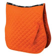 Bright orange rhinegold quilted cotton saddle pad with black trim and white floral embroidery for horses