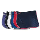 Navy blue rhinegold quilted saddle pad with red contrasting colour piping perfect for riding comfort