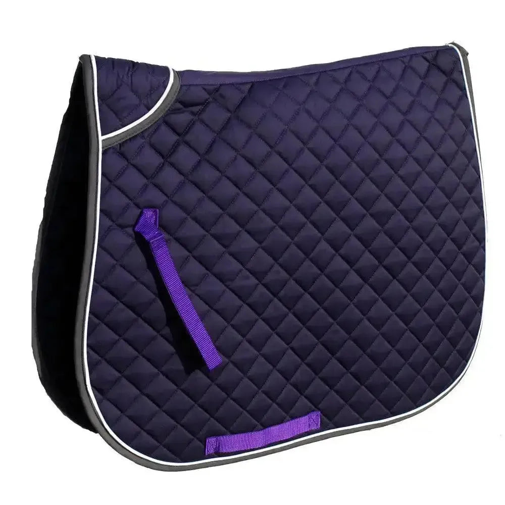 Rhinegold Quilted Saddle Cloths With Twin Binding Purple Cob Saddle Pads