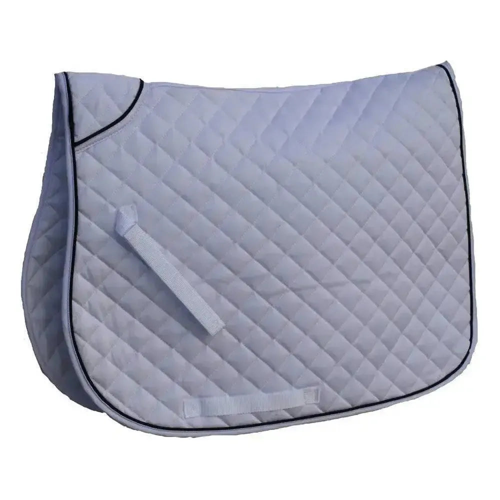 Rhinegold Quilted Saddle Cloths With Twin Binding White Cob Saddle Pads