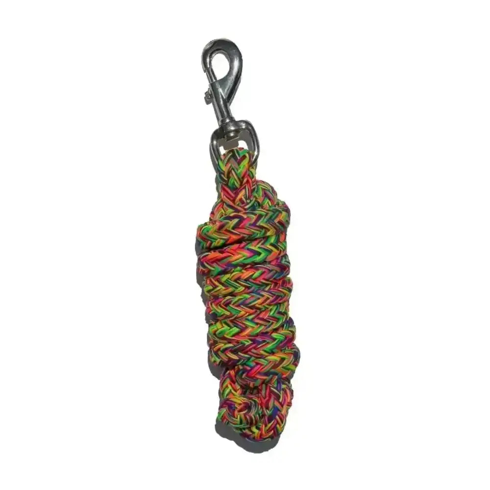 Colorful rhinegold rainbow woven anti slip braided lead rope with metallic clasp for secure handling