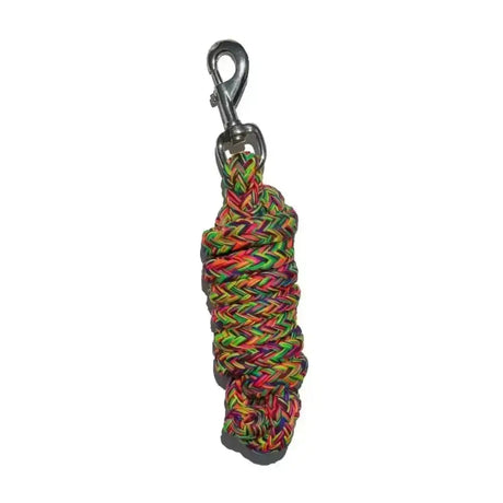 Colorful rhinegold rainbow woven anti slip braided lead rope with metallic clasp for secure handling