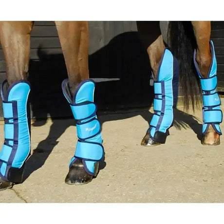 Light blue rhinegold ripstop long travel boots with navy trim tough nylon outer and adjustable straps
