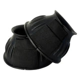 Black rhinegold rubber reach boots with textured ribbed design and padded interior for horses fetlock protection