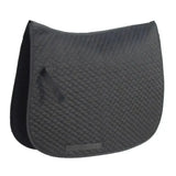 Black quilted saddle pad with diamond pattern and reinforced edges from rhinegold saddle cloth professional choice