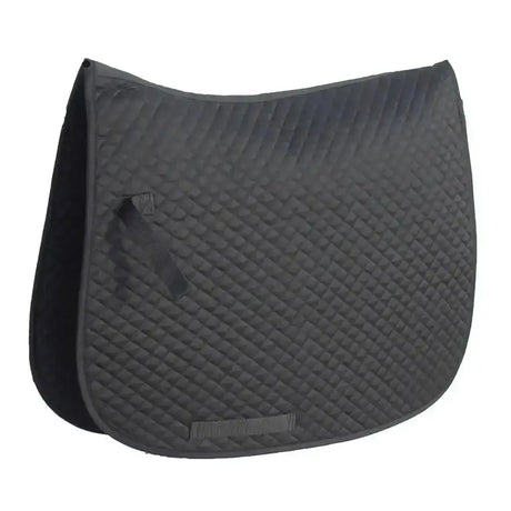 Black quilted saddle pad with diamond pattern and reinforced edges from rhinegold saddle cloth professional choice