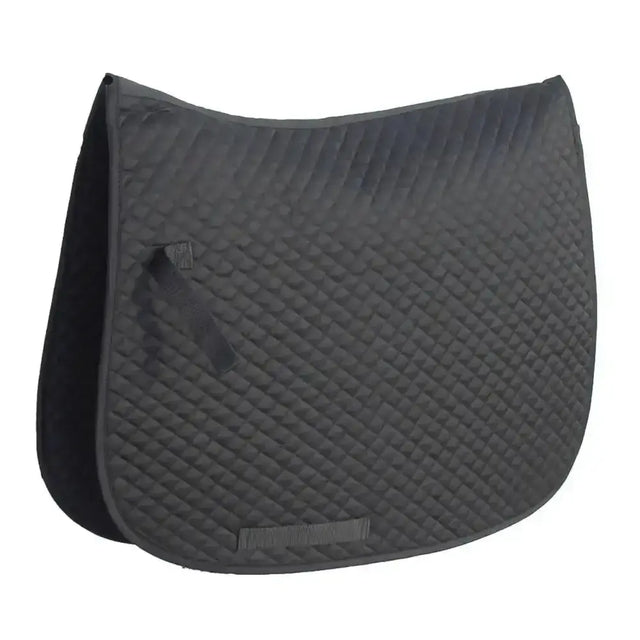 Black quilted saddle pad with diamond pattern and reinforced edges from rhinegold saddle cloth professional choice