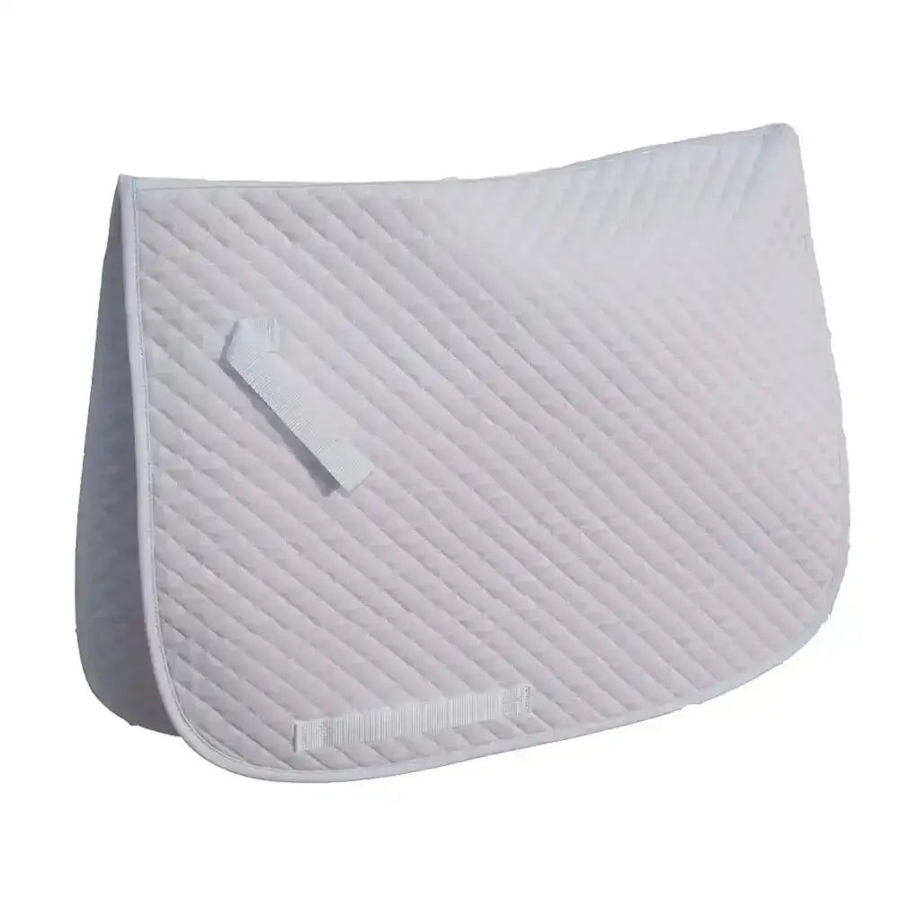 White quilted rhinegold saddle cloth with diagonal diamond pattern and reinforced edges professional choice quilted pad