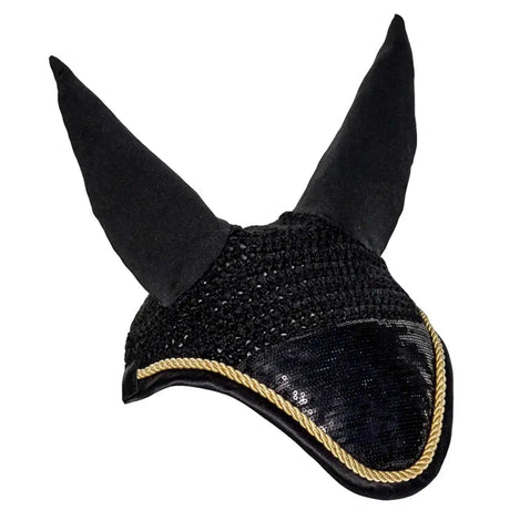 Rhinegold Sequin Fly Veil Black Cob Horse Ear Bonnets Barnstaple Equestrian Supplies