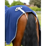 Blue velvet Rhinegold show fleece with padded fur collar and quality anti-pill fleece featuring a key fastener
