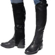 Black leather rhinegold silicone grip gaiters with mesh panels and adjustable straps for riding comfort