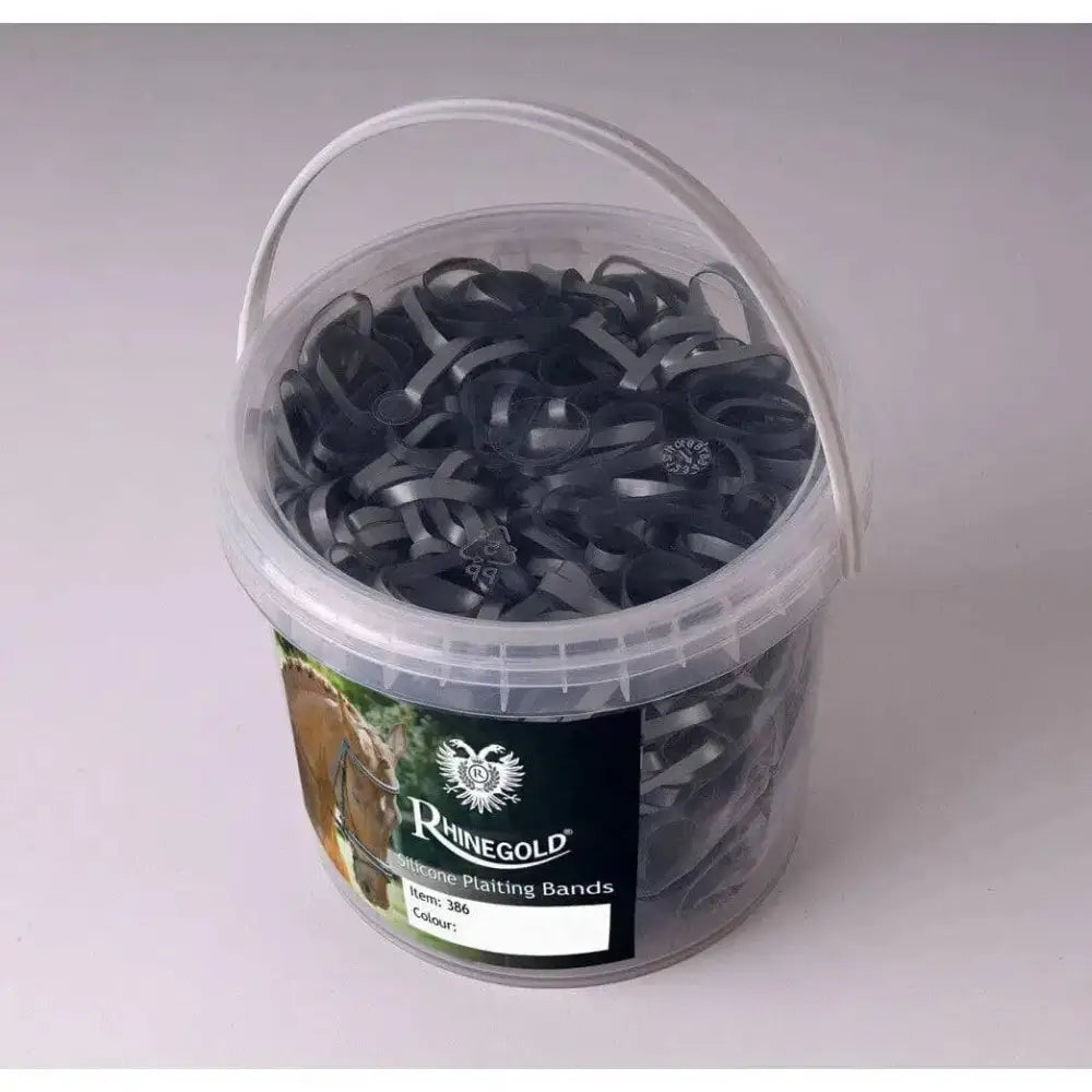 Rhinegold Silicone Plaiting Bands In Handy Tub Black One Size Plaiting Bands Barnstaple Equestrian Supplies