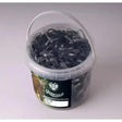 Rhinegold silicone plaiting bands in a clear plastic bucket with handle black super stretchy silicone bands