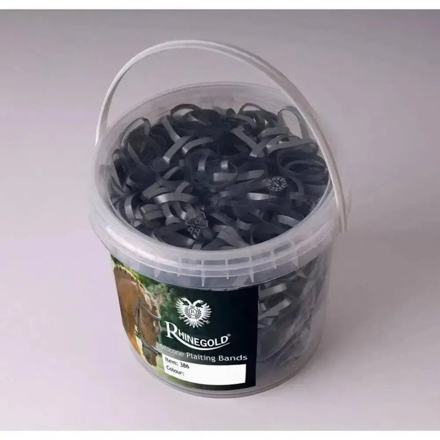 Rhinegold Silicone Plaiting Bands In Handy Tub Black One Size Plaiting Bands