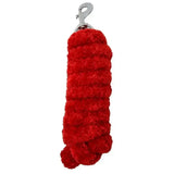 Red plush horse lead rope with silver clip from rhinegold soft feather padded soft feel collection