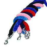 Rhinegold soft feather lead rope with colorful plush design, silver clasps, and padded soft feel for comfort