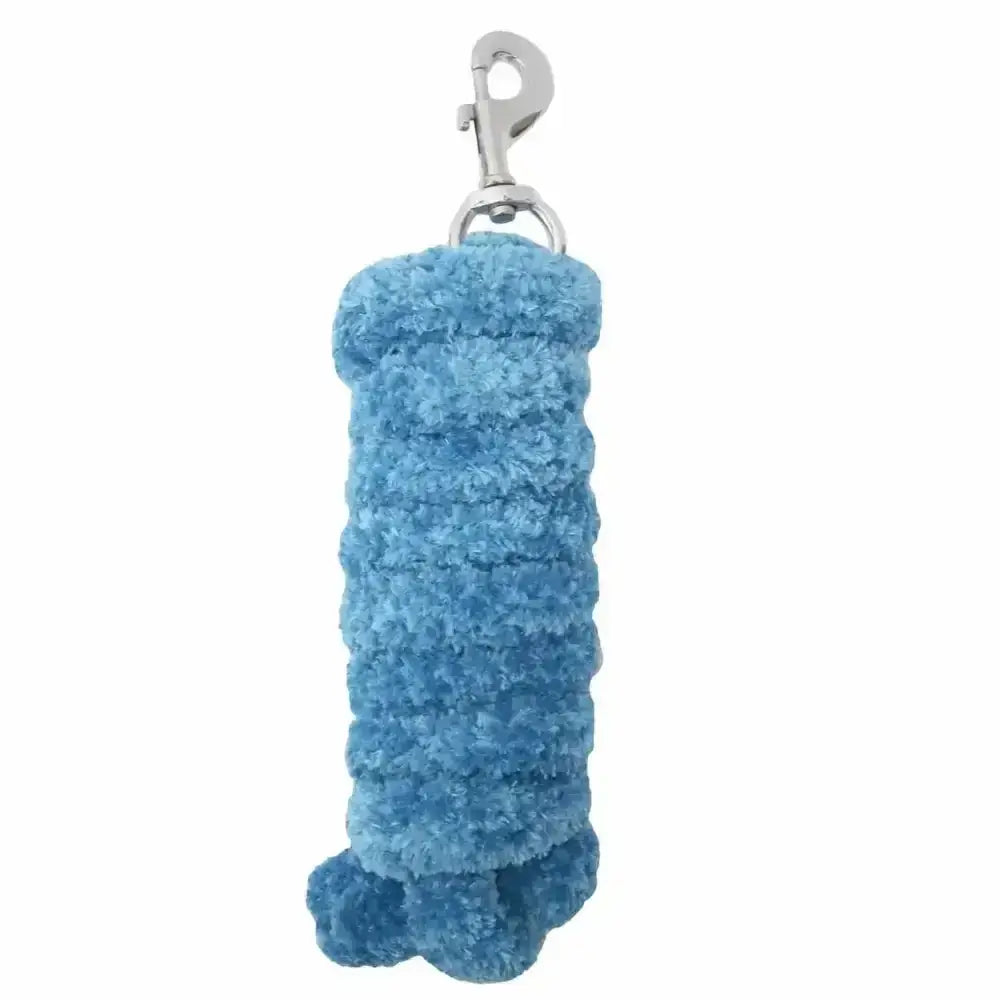 Blue plush rhinegold soft feather lead rope with silver metal clip and padded soft feel for comfortable use