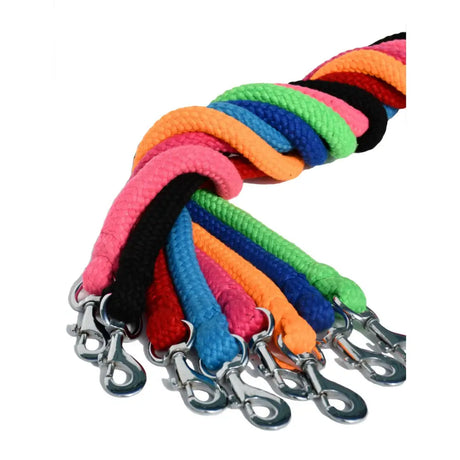 Rhinegold soft feel vibrant multi-colored braided feel woven super padded rope leadrope with silver metal clips