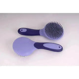 Purple and dark blue rhinegold soft touch mane and tail brush set with bristle and slicker brushes for grooming horses