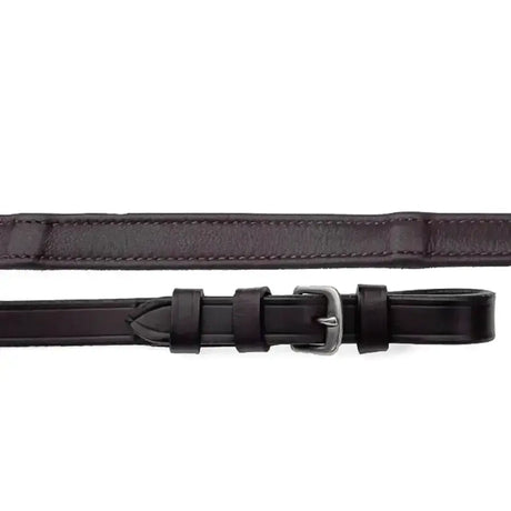 Black leather riding girth with silver buckle perfect for rhinegold softee german leather wrapped reins 58 inches