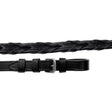 Black braided leather laced reins with a silver buckle from rhinegold softee leather collection