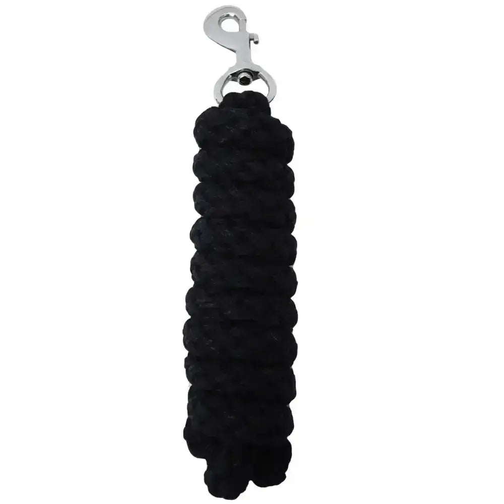 Black rhinegold spiral weave lead rope with braided paracord and silver metal clip featuring polycotton weave finish