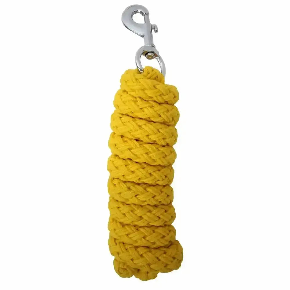 Bright yellow rhinegold spiral weave lead rope with silver clip and durable polycotton weave finish for horses