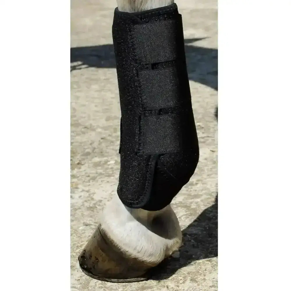 Black Rhinegold sports medicine boots with soft textured outer neoprene support and three adjustable velcro straps