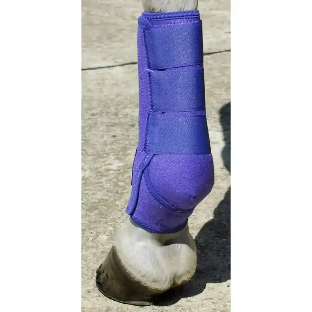 Purple neoprene support boot by rhinegold sports medicine boots with padded sections and velcro closures soft textured outer