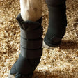 Black rhinegold stable medicine boots with neoprene outer and detachable cotton padded liner and adjustable straps