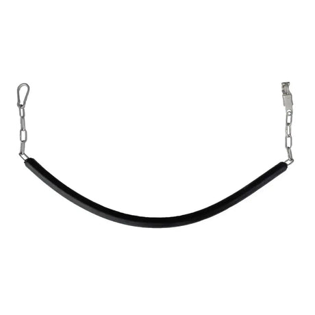 Black rubber horse halter strap with silver metal hardware for rhinegold stall guard and rubber coated stall chain use