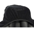 Black velvet rhinegold stretchy saddle cover with pikegold embroidered in silver thread for soft stretchy saddle use