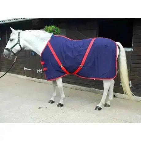 Rhinegold Summer Sheet Cotton Rug Navy / Red 4'3" Summer Sheets Barnstaple Equestrian Supplies