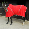 Red rhinegold summer sheet cotton rug with reflective silver trim and adjustable straps for horses summer use