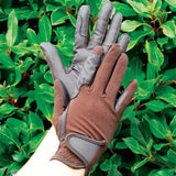 Rhinegold Super Stretch Mesh Back Riding Gloves Brown Large Riding Gloves