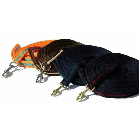 Rhinegold Supersoft Padded Lunge Rein-Brown / Beige-Lunge Lines-Rhinegold-Barnstaple Equestrian Supplies Tack Shop