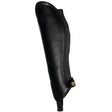 Black leather rhinegold synthetic gaiters with textured side panel and brass buckle padded synthetic gaiter design