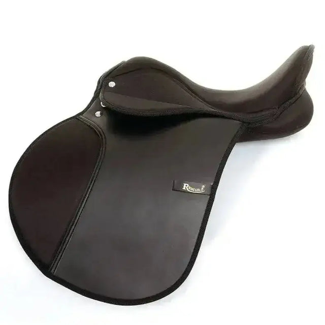 Black leather rhinegold synthetic gp saddle medium fit with sleek design sure grip seat and removable knee pads
